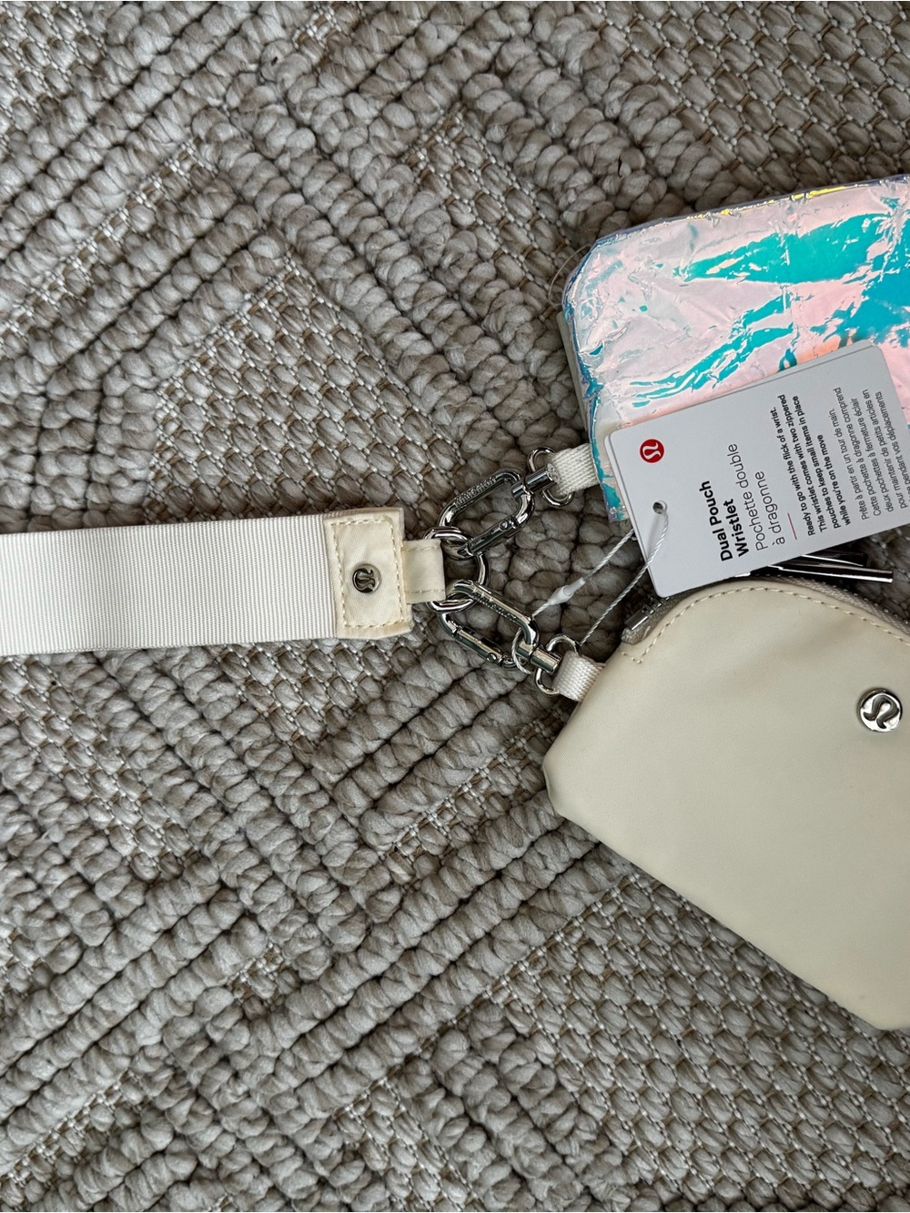 Lululemon Dual Pouch Wristlet Bone and Iridescent